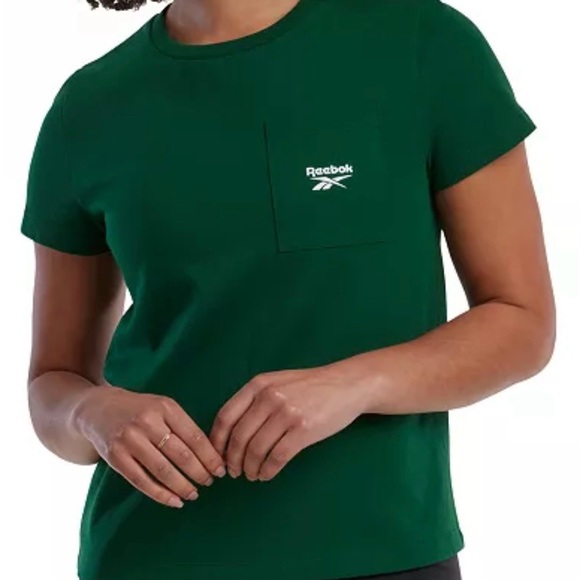 Reebok Tops - Reebok Women's Active Small-Logo Pocket Cotton T-Shirt In Green XL